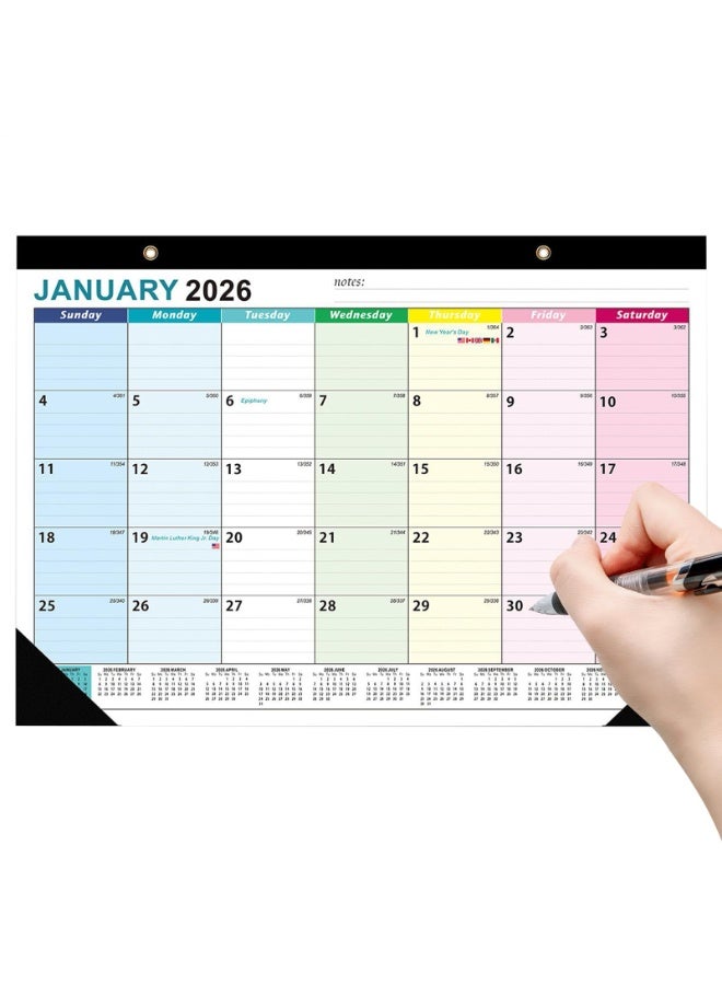 تقويم جداري بيج ثري 2026، تقويم مكتبي وجداري شهري 2026-2027 لمدة 18 شهرًا، ورق متين سميك مع واقيات زوايا، قائمة مهام، ملصقات تخطيط، من يناير 2026 إلى يونيو 2027. - Image 5